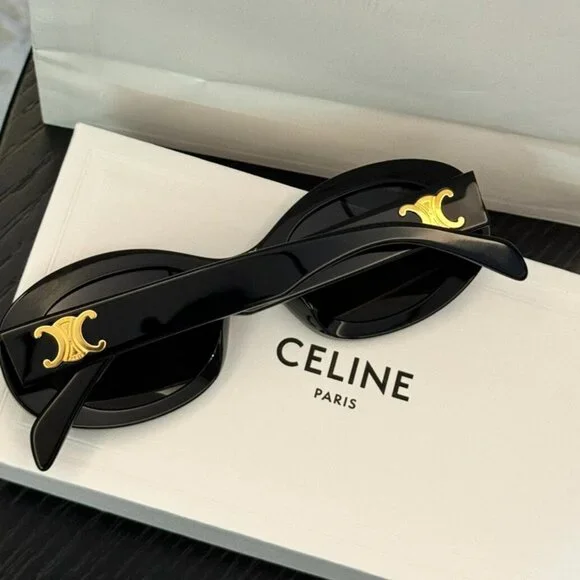 Celine Triomphe Oval Black Sunglasses - Picture 6 of 7